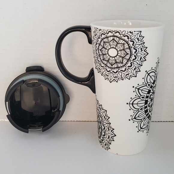 Black Ink Just Add Color 17 oz Ceramic Travel Tall Cup w/Lid New Open Box *READ* - Picture 6 of 14